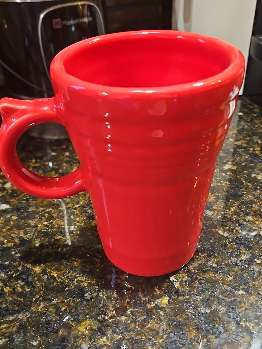 Gloss Red Fiesta Latte Ceramic Coffee Mug with Comfort Handle